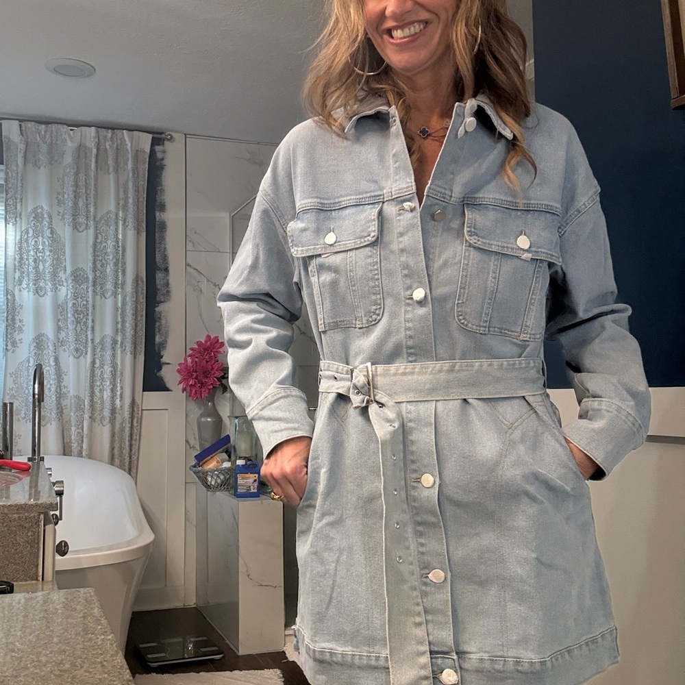 VENUS Light Blue Long Sleeve Denim Dress